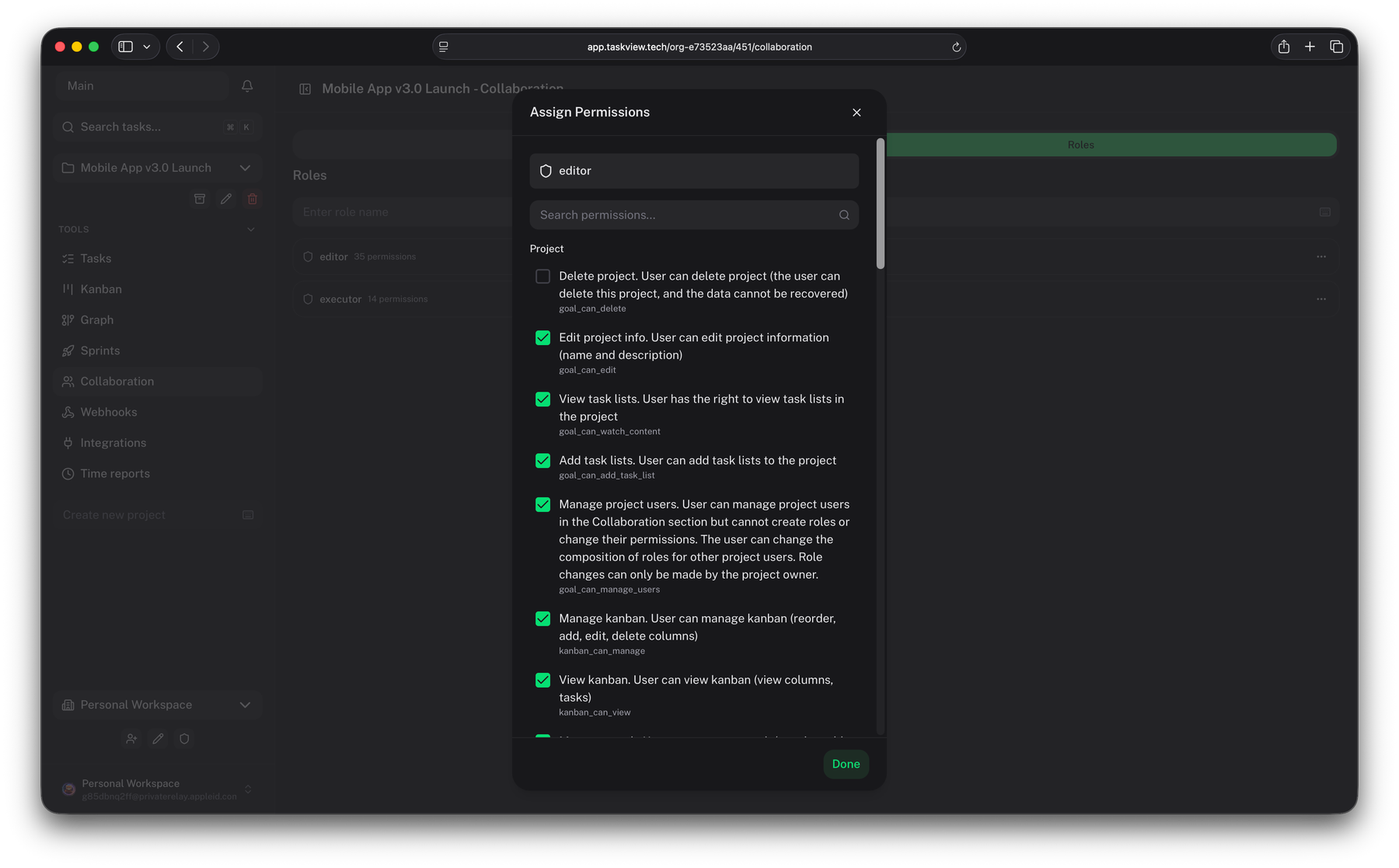 TaskView Permissions