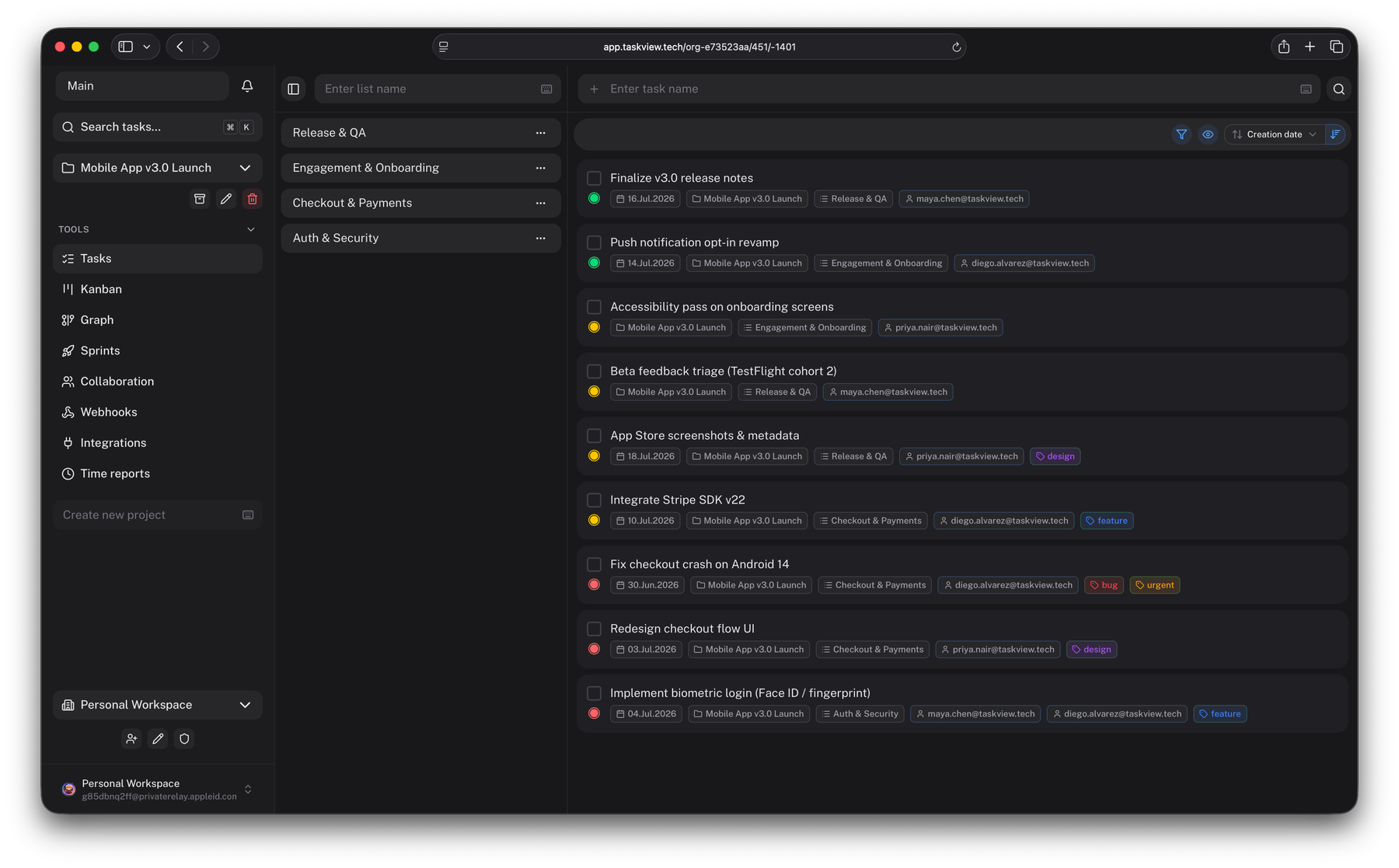 TaskView Tasks